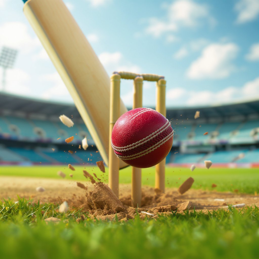 Cricket batsman playing shot during match