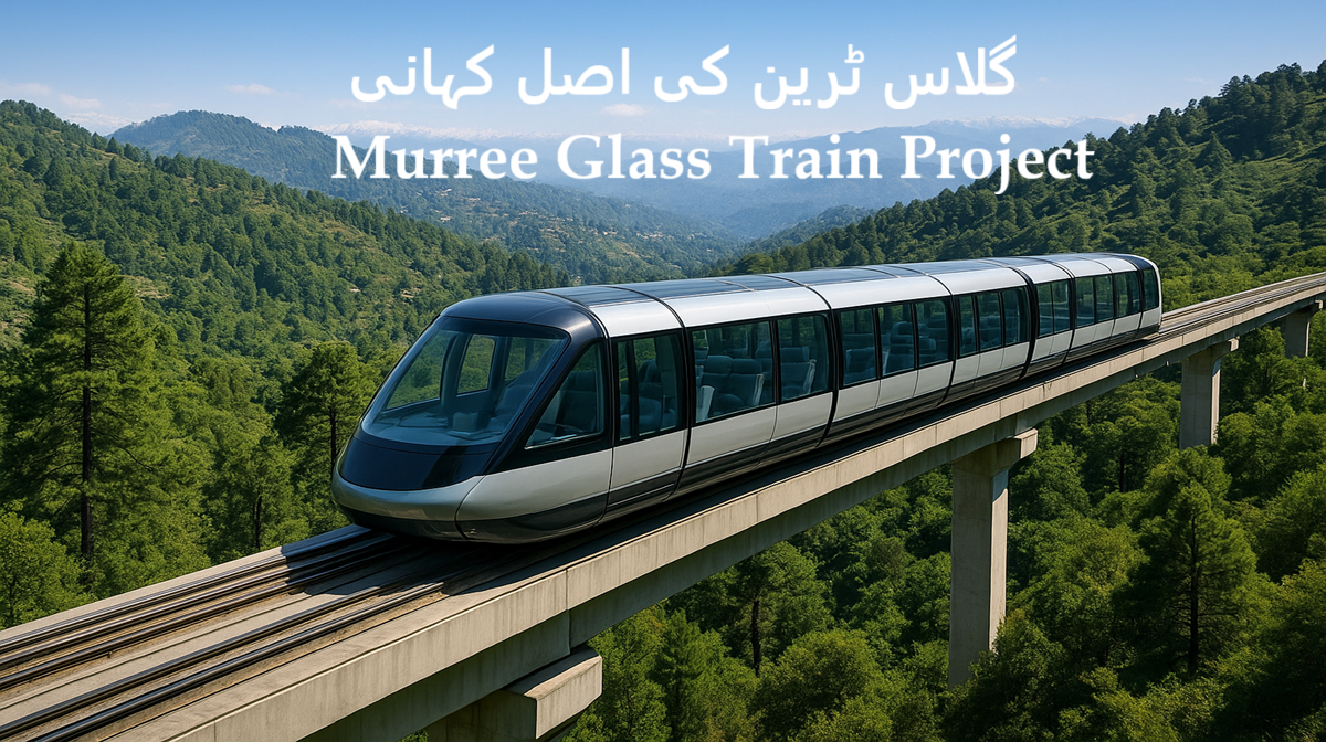 Proposed Murree glass train showing tourism route and natural landscape.