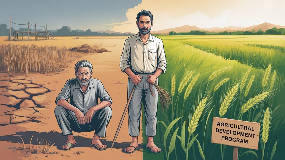 Punjab agricultural land farmers working in fields