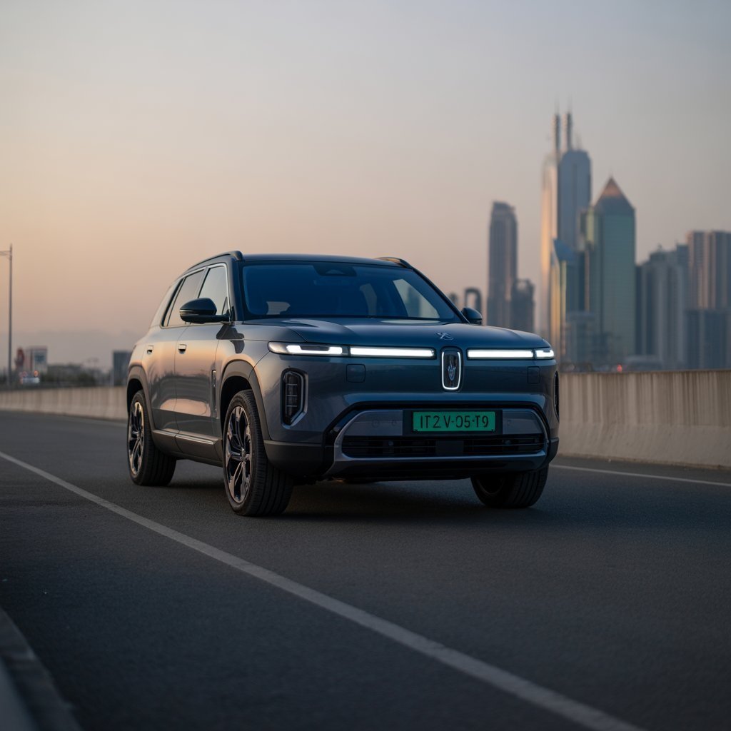 Luxury SUV interior with advanced features