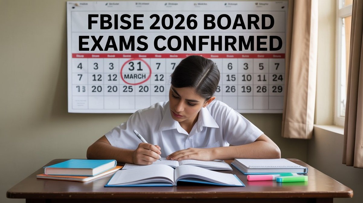 Student downloading FBISE exam date sheet on laptop