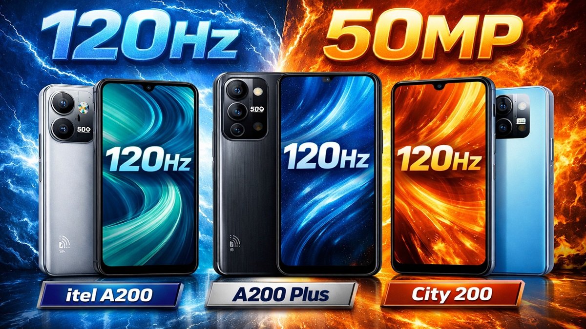 itel A200, A200 Plus and City 200 smartphones showing 120Hz display and 6000mAh battery – price and specs in Pakistan 2026