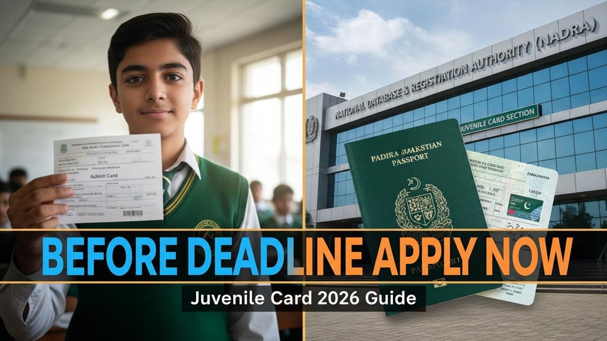 Parent and child at NADRA registration center applying for Juvenile Card 2026 in Pakistan