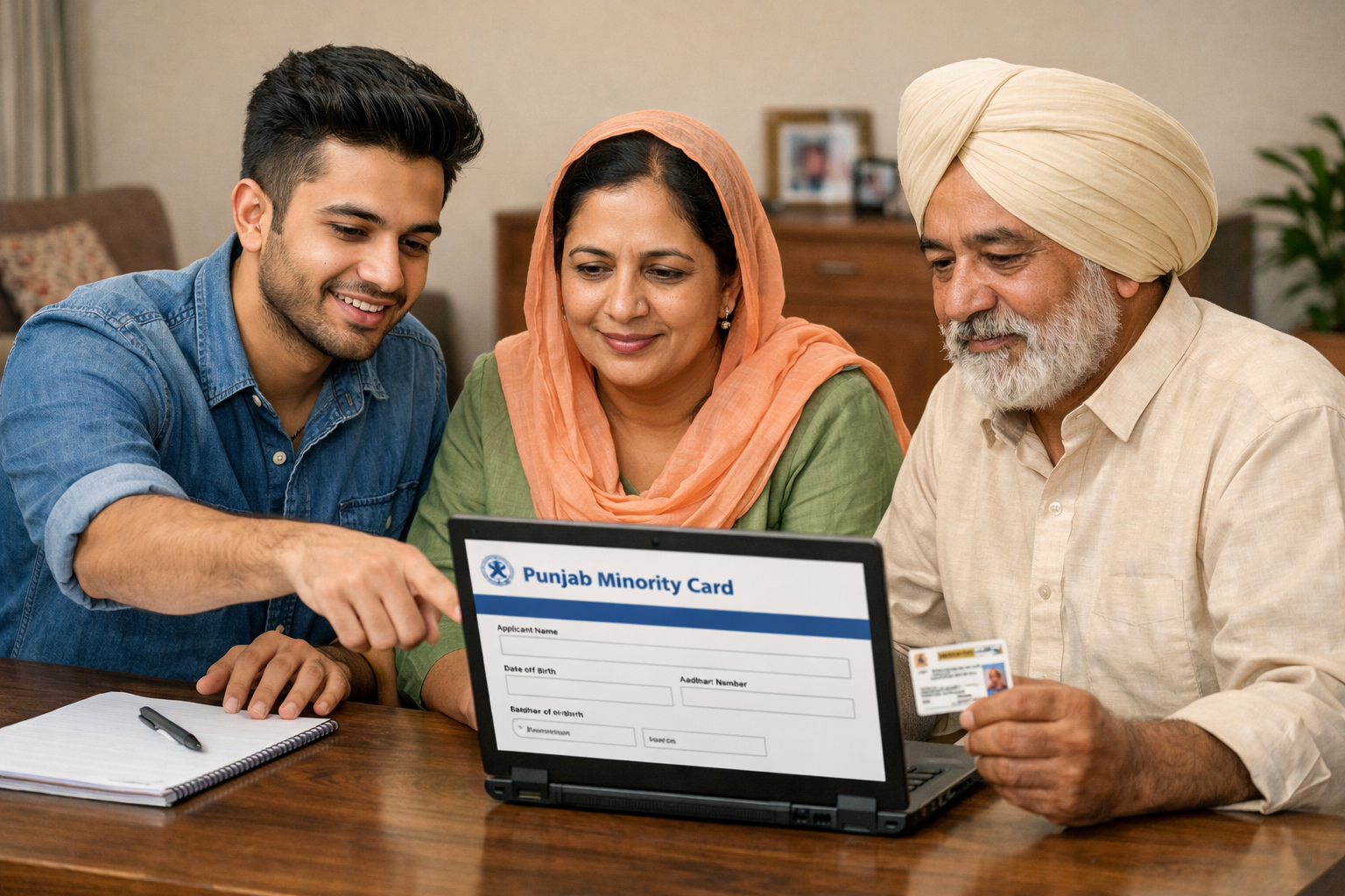 Punjab Minority Card 2026 registration guide showing minority family applying online for Rs 10,500 quarterly aid in Punjab Pakistan