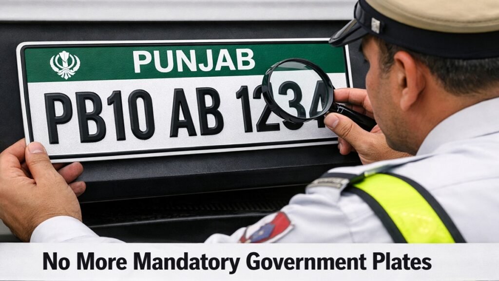 Punjab private number plate policy 2026 showing official compliant customized number plate for car format