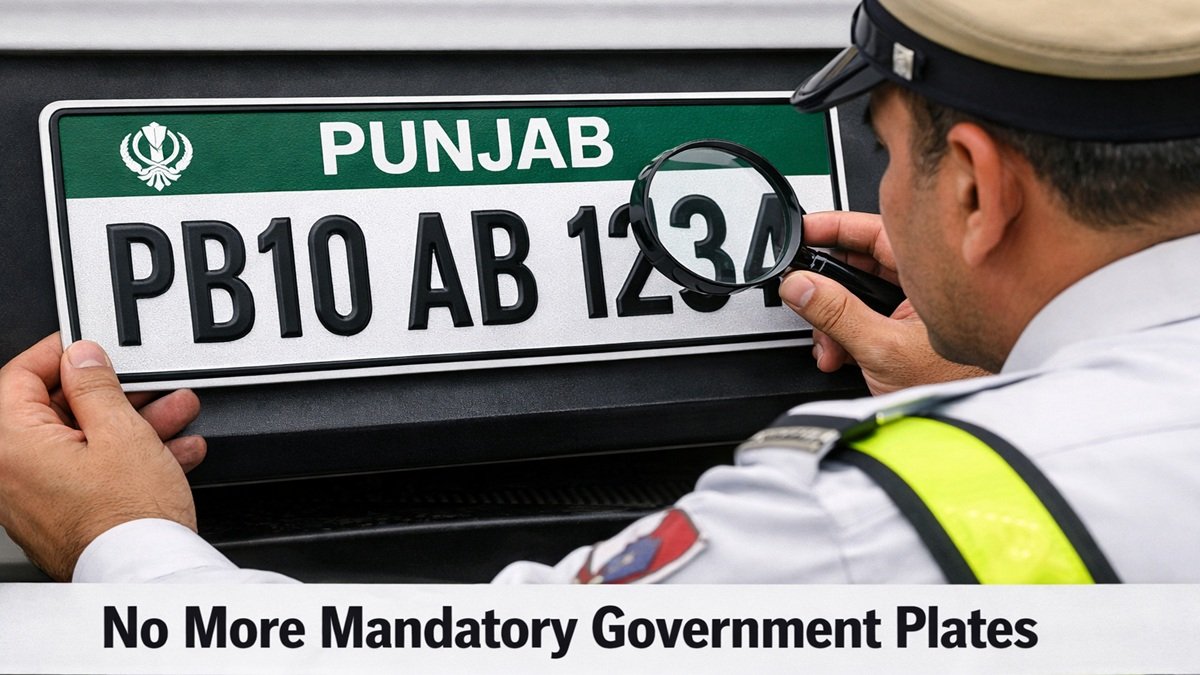 Punjab private number plate policy 2026 showing official compliant customized number plate for car format