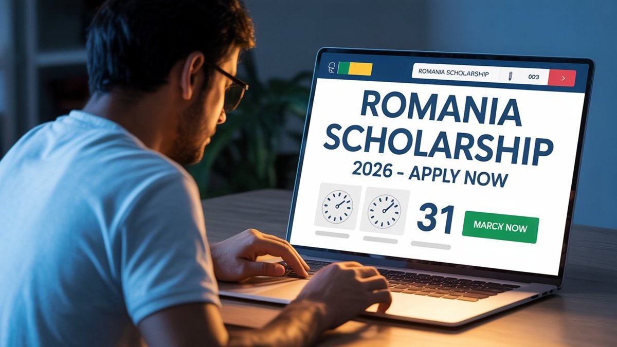 Student preparing scholarship application documents