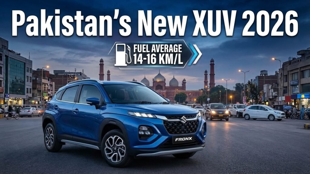 Suzuki Fronx 2026 in Pakistan showing exterior design, interior dashboard and hybrid engine details