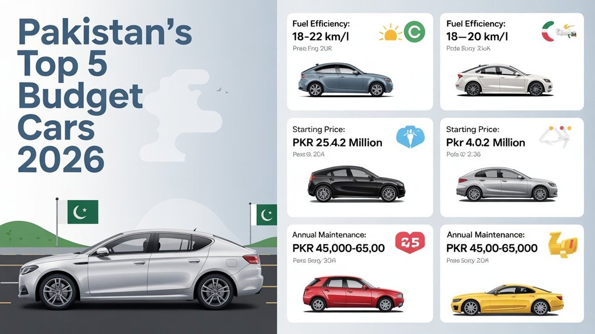 Top 5 affordable cars in Pakistan 2026 with prices and mileage comparison