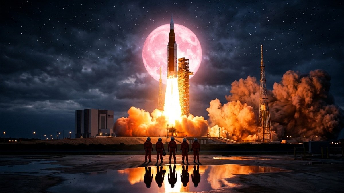 Bright full moon glowing in the night sky