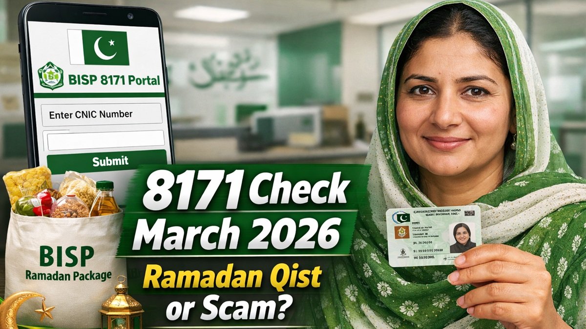 BISP 8171 March 2026 payment check guide showing Ramadan qist verification for eligible families in Pakistan before Eid