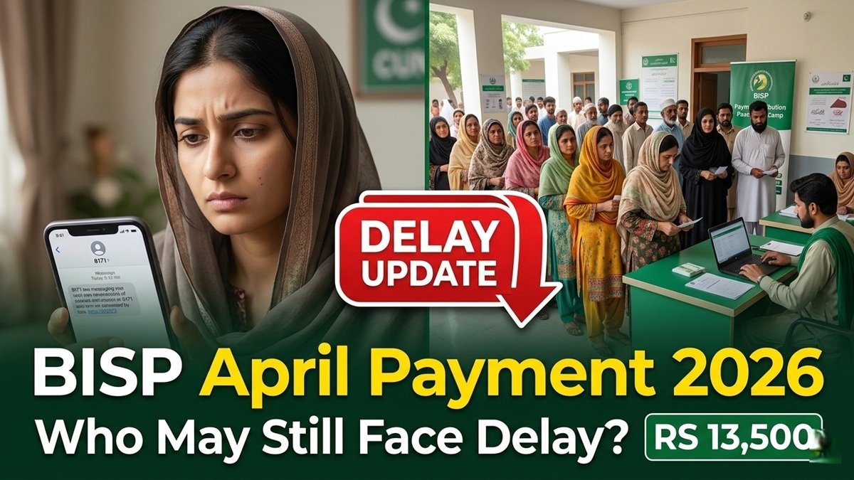 BISP April 2026 payment update showing Rs 13,500 confirmed amount, 8171 CNIC check method, and expected payment date for Benazir Kafaalat beneficiaries in Pakistan