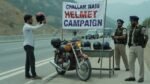 Motorway Police stopping motorcyclist during Challan Nahi Helmet campaign on GT Road Pakistan