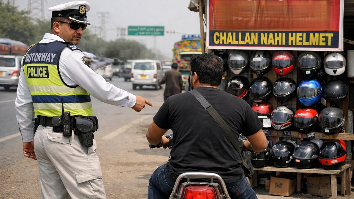 Heavy motorcycle traffic on a Pakistan road