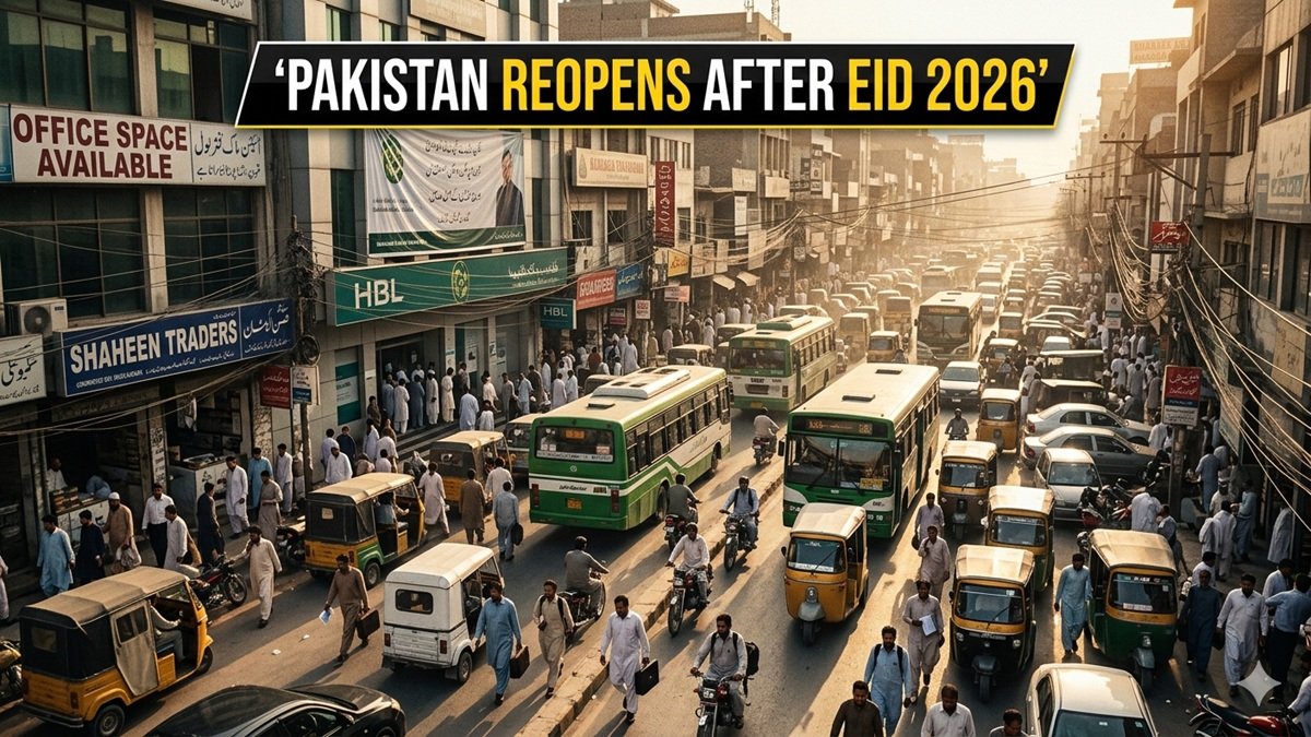 Eid 2026 holidays end in Pakistan as offices, banks, and schools reopen on March 24 with busy city traffic