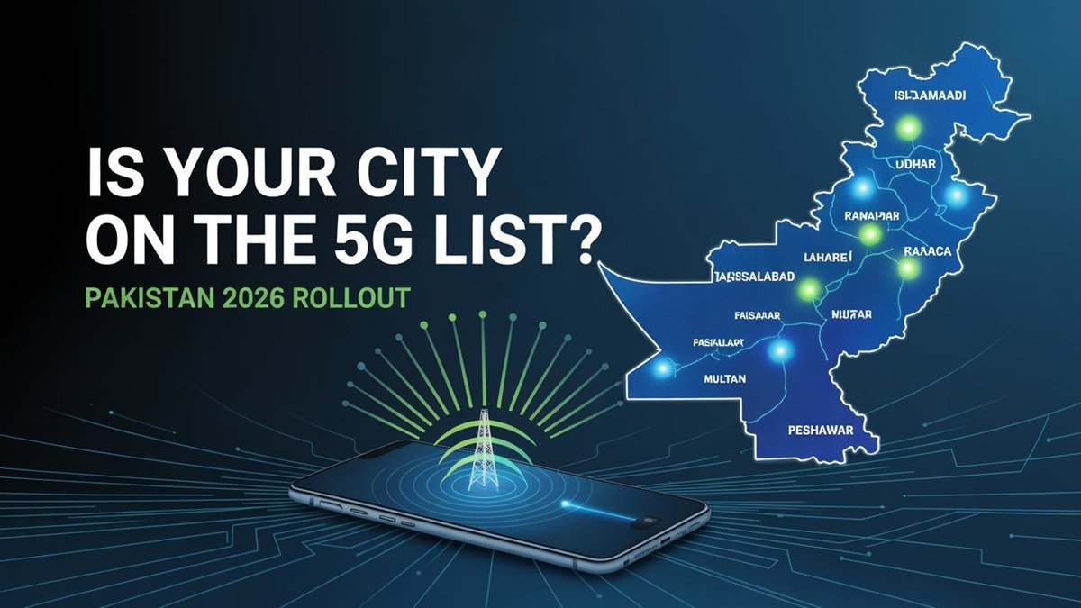 Person checking 5G signal on smartphone in Pakistan