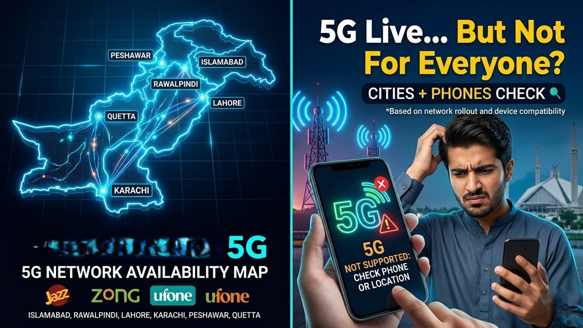 Pakistan 5G rollout 2026 showing first launch cities and compatible 5G phones in Pakistan