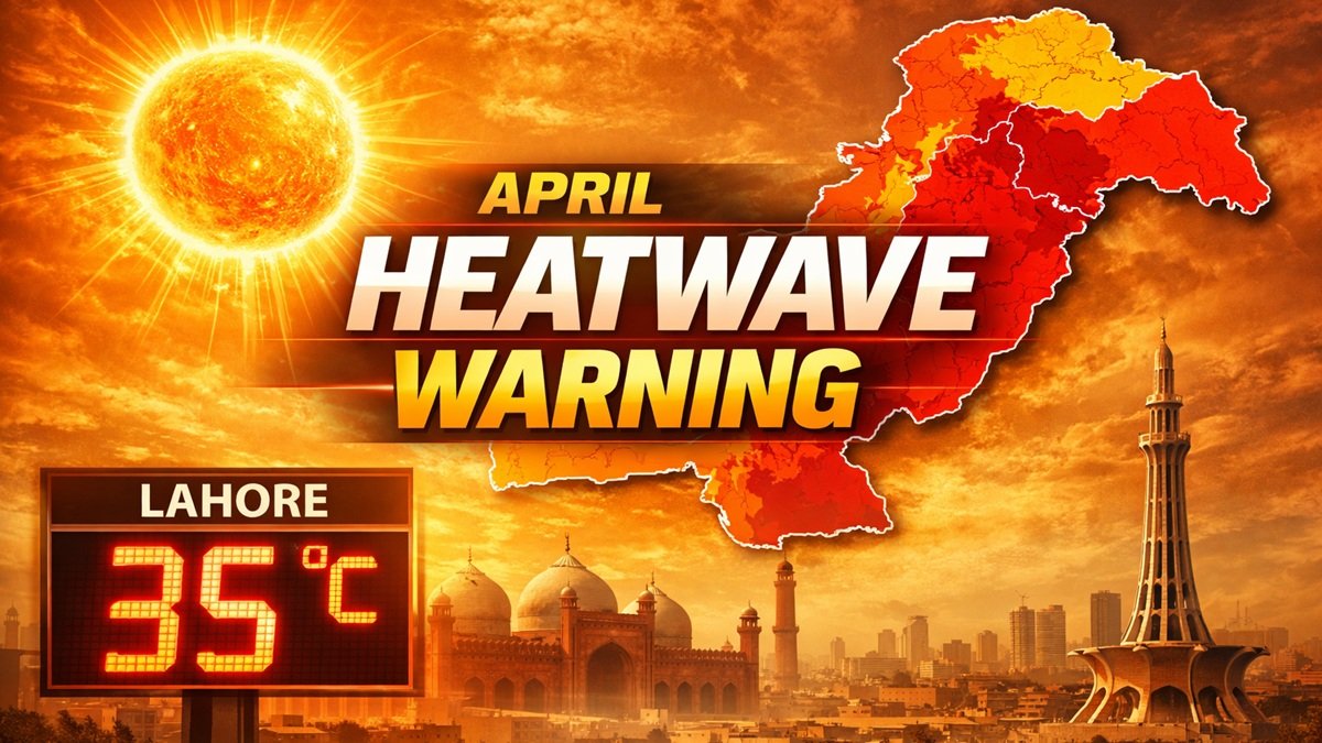 Pakistan weather alert map showing April heatwave forecast with rising temperatures across Lahore, Karachi and Punjab