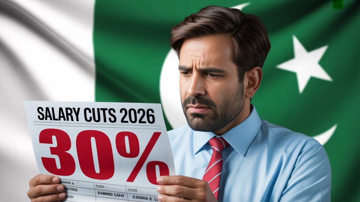 Pakistan government salary cuts 2026 chart showing 5% to 30% deductions for high earners