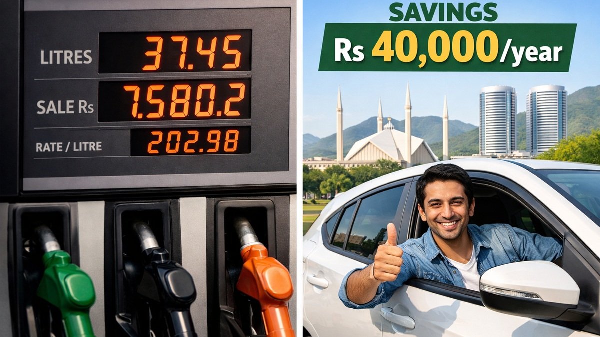 Traffic congestion in a Pakistani city affecting fuel consumption