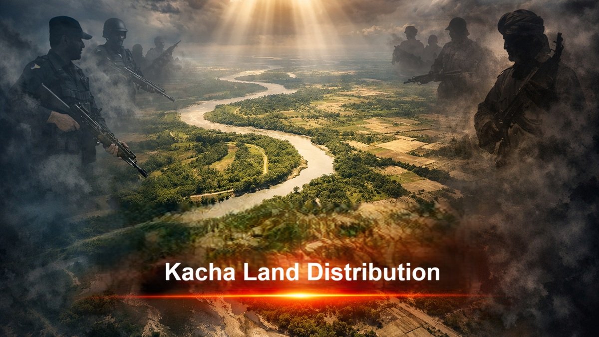 Fertile farmland along a river representing Katcha agricultural land