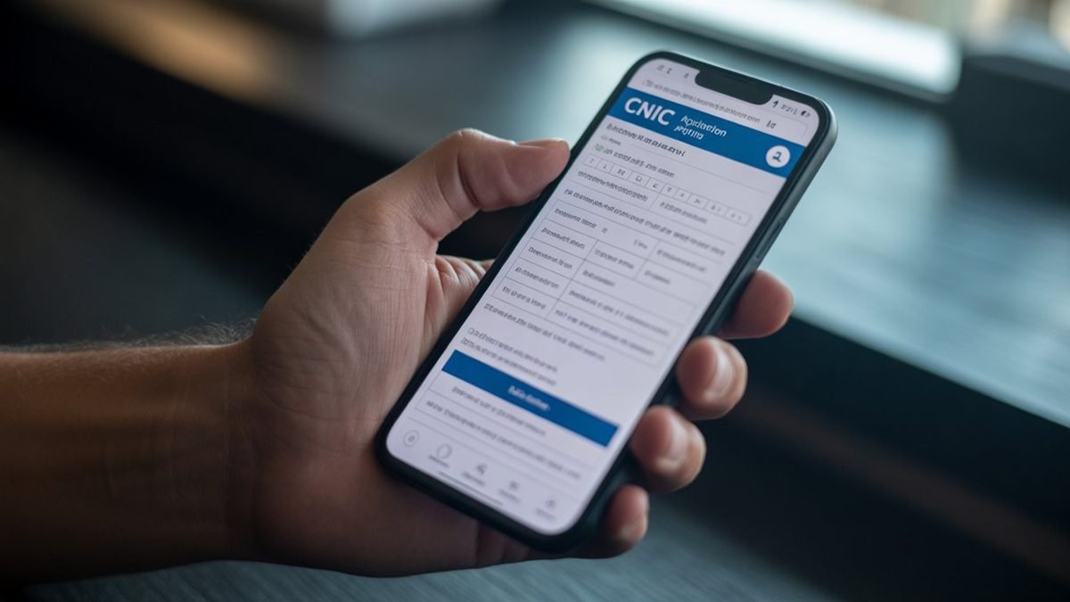 Person completing identity verification on smartphone