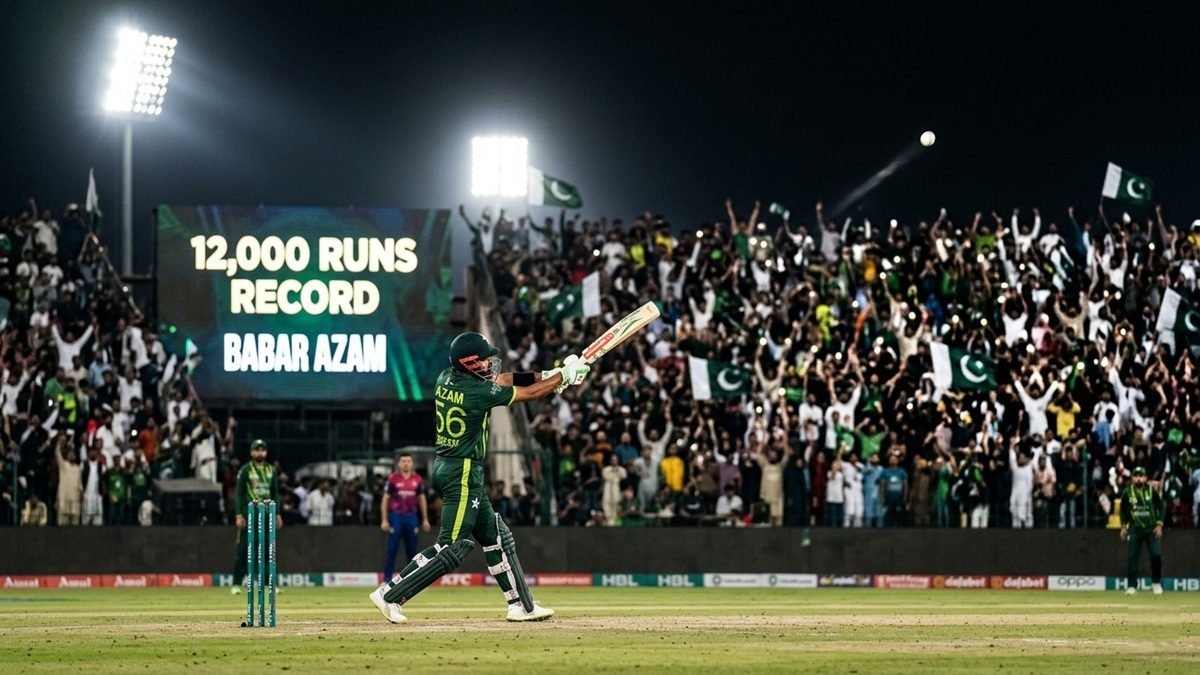 Cricket stadium crowd cheering during PSL match