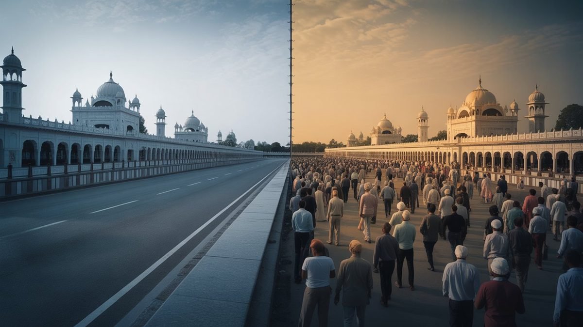 Wagah Border crossing between India and Pakistan