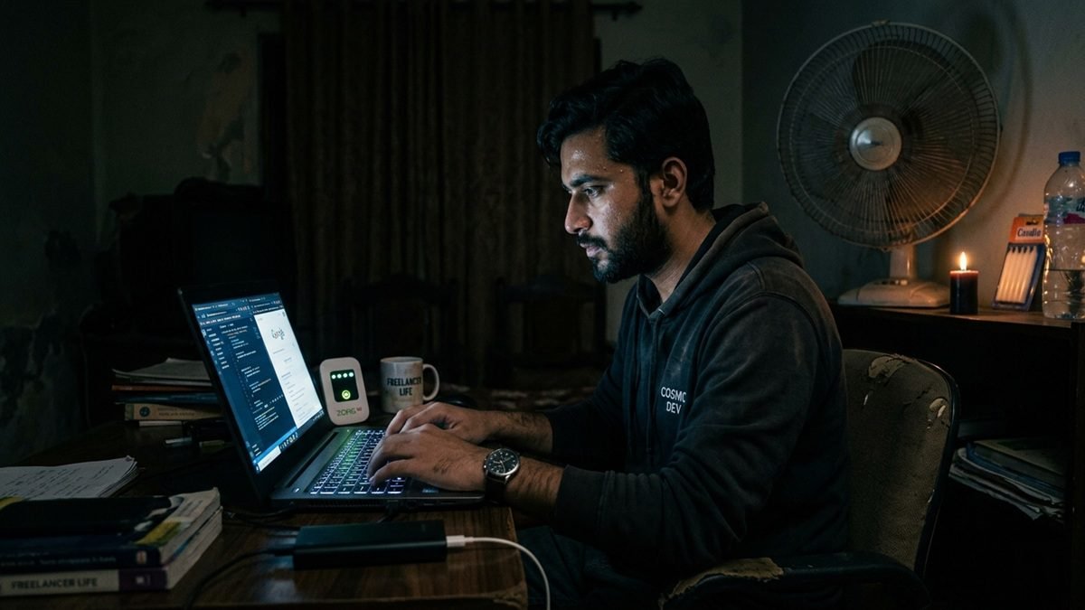 Person using mobile WiFi hotspot device in Pakistan