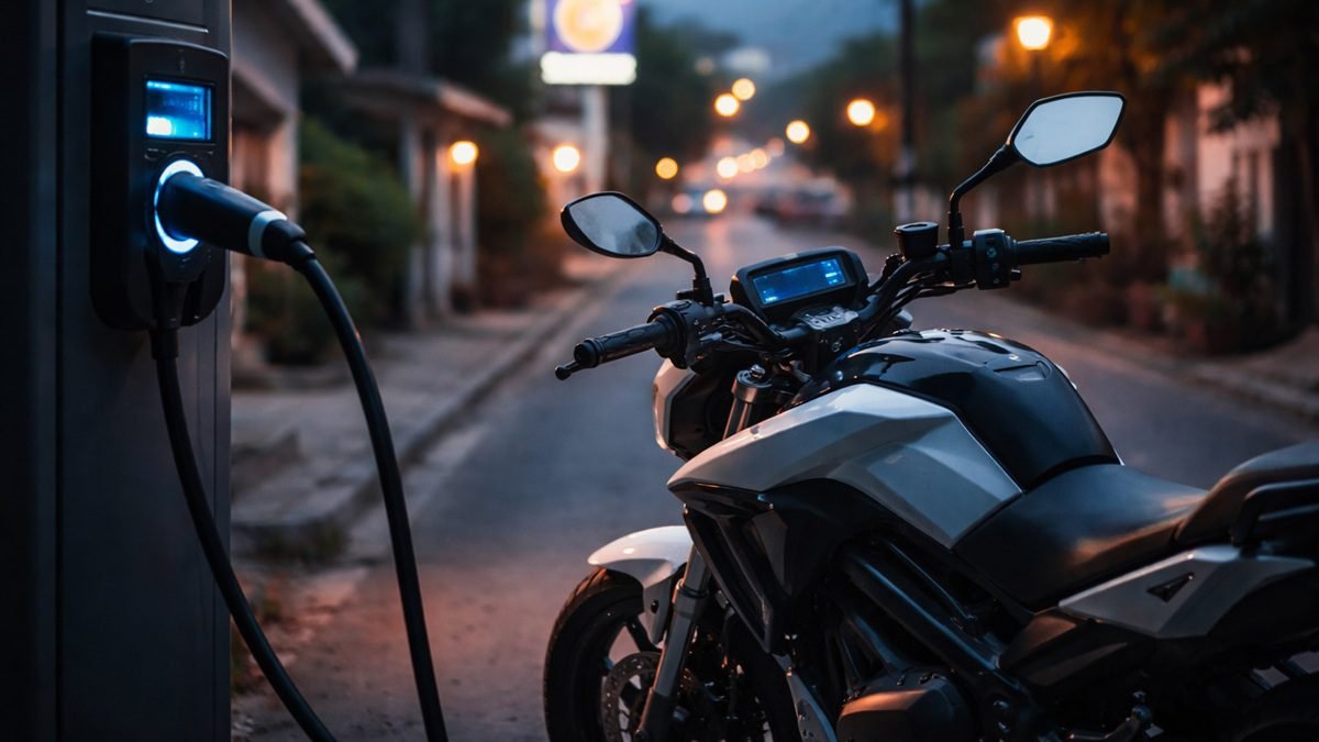 Electric bikes lined up in Pakistan showing budget and premium models with riders comparing features