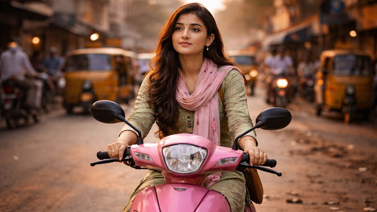 Woman riding electric scooter in Pakistan