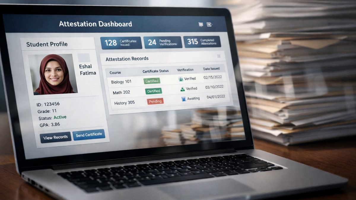 Digital blockchain document verification concept
