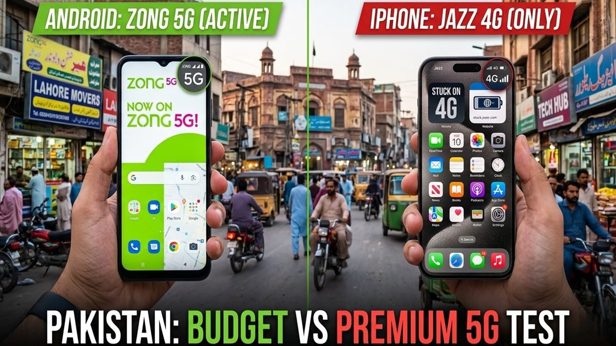 Smartphone showing mobile network signal bars