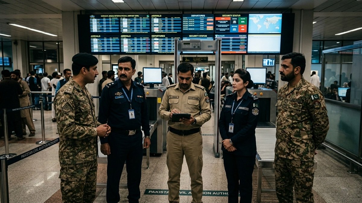 Airport security check modern biometric gate