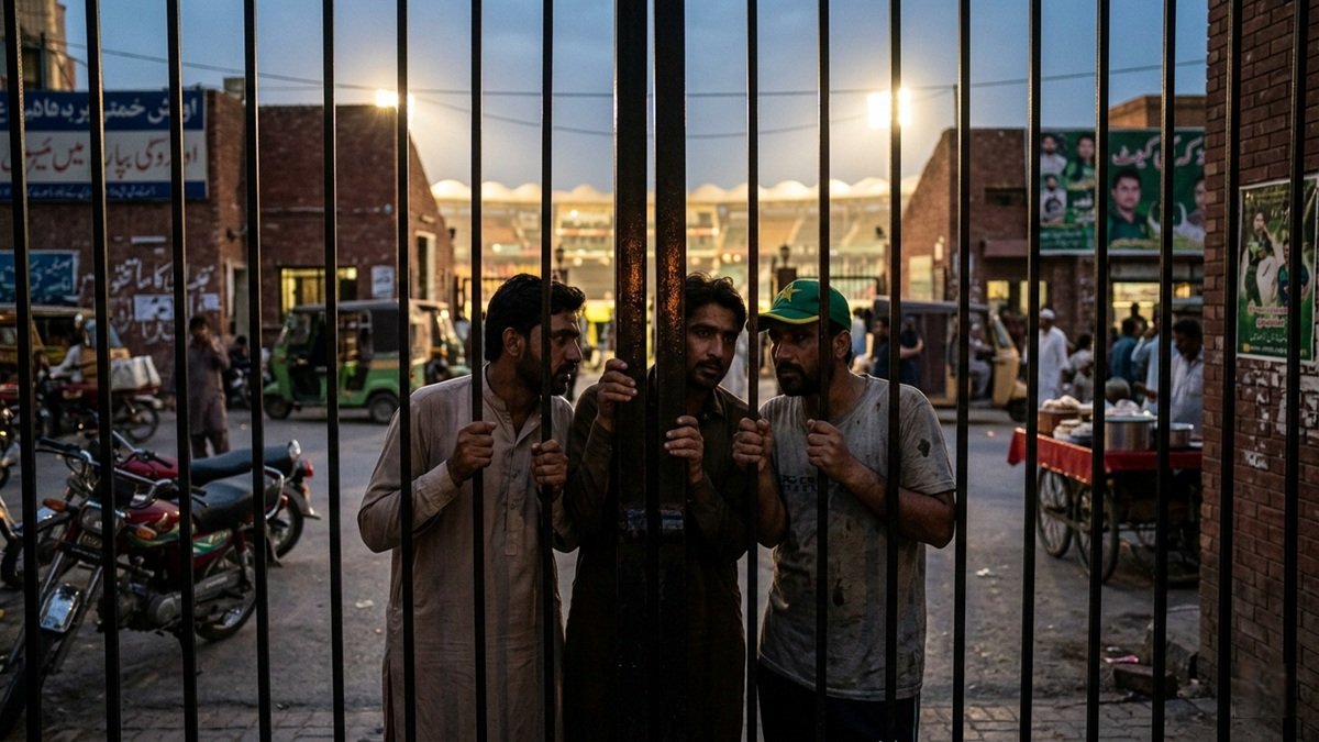 Cricket players in action during an international ODI match