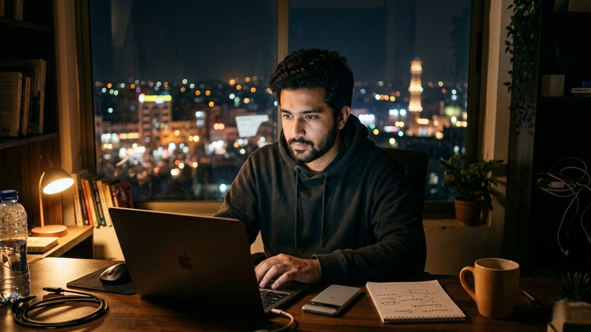 Pakistani freelancers working on laptops representing digital economy growth