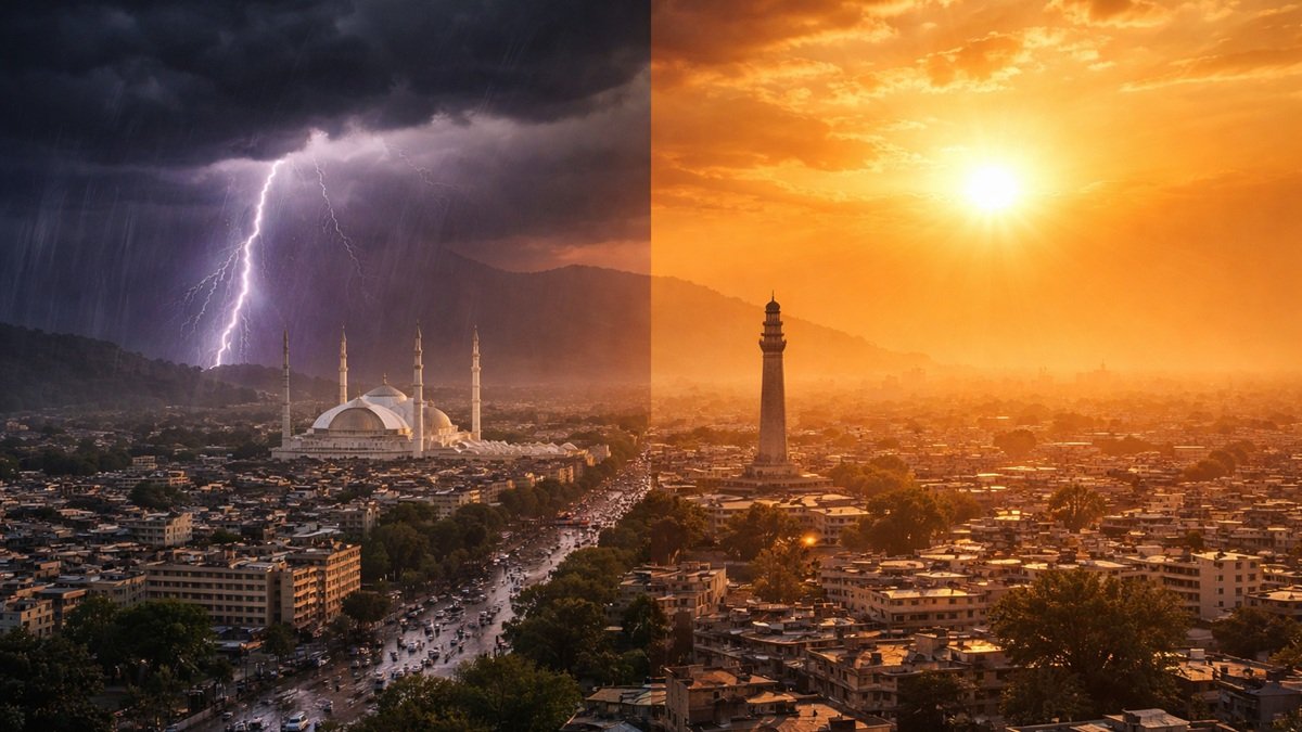 PMD 14 day weather forecast Pakistan April 2026 showing rising heat after storms in Lahore Islamabad Karachi