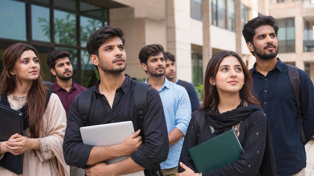 Pakistani university students studying together
