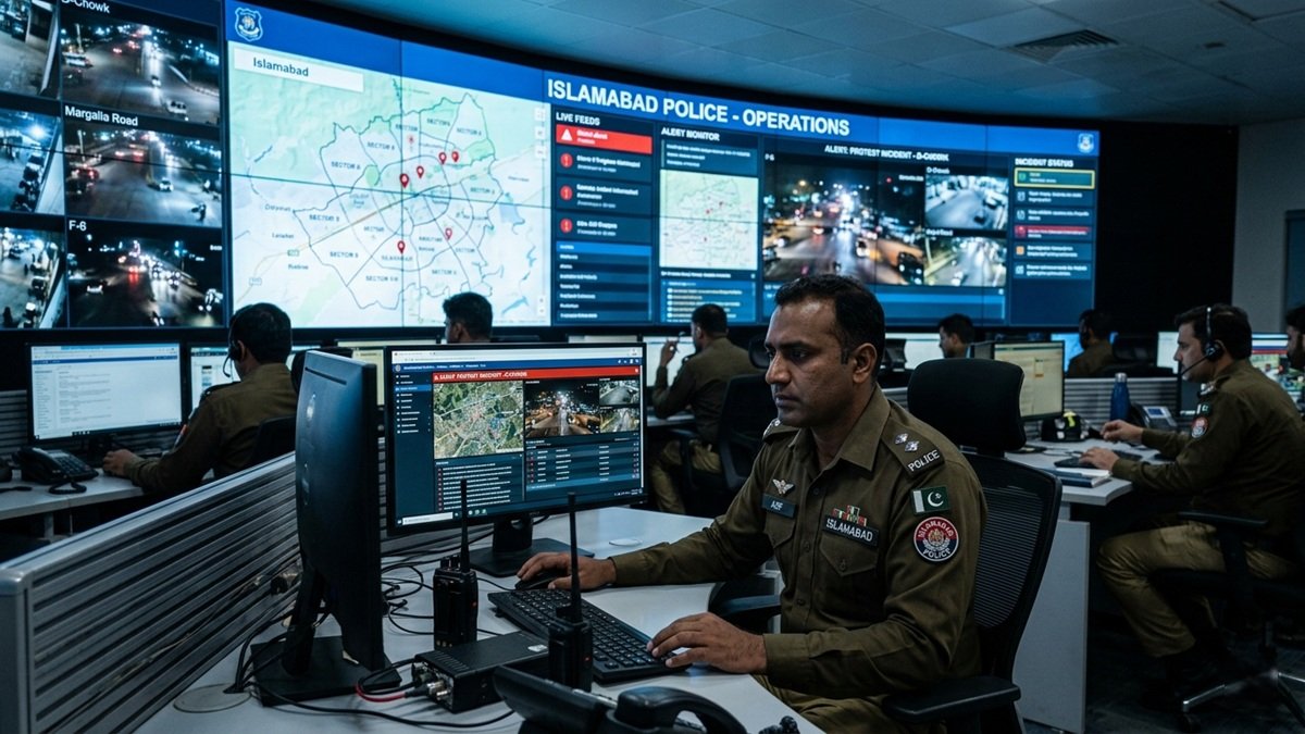 Person using a mobile app for safety reporting in Pakistan