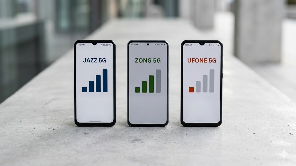 Pakistan 5G real speed test comparison showing Jazz Zong Ufone performance differences in urban areas