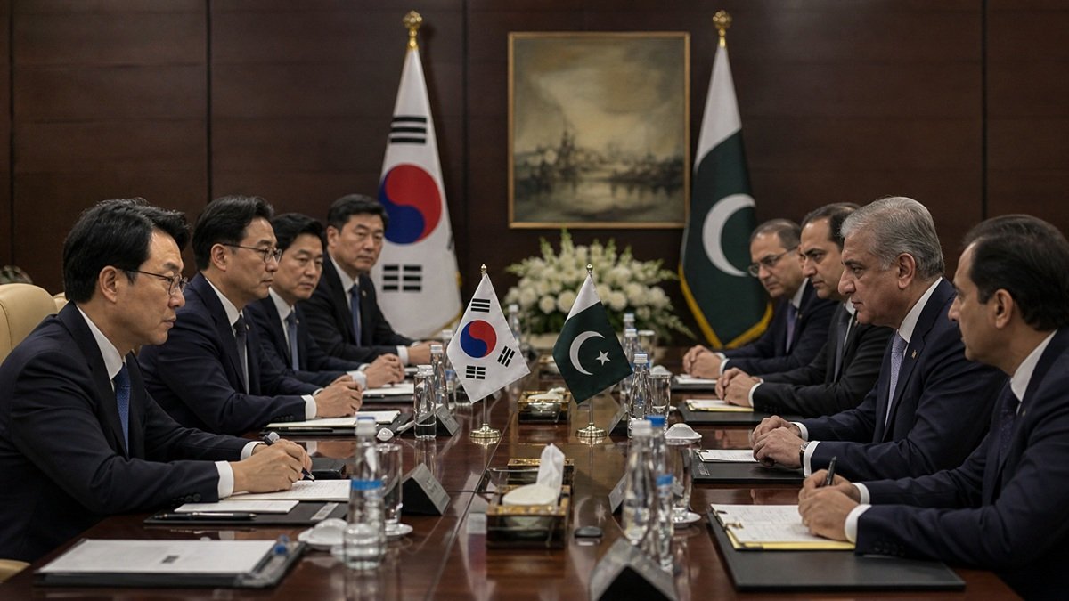 Business meeting between Pakistan and South Korea trade representatives