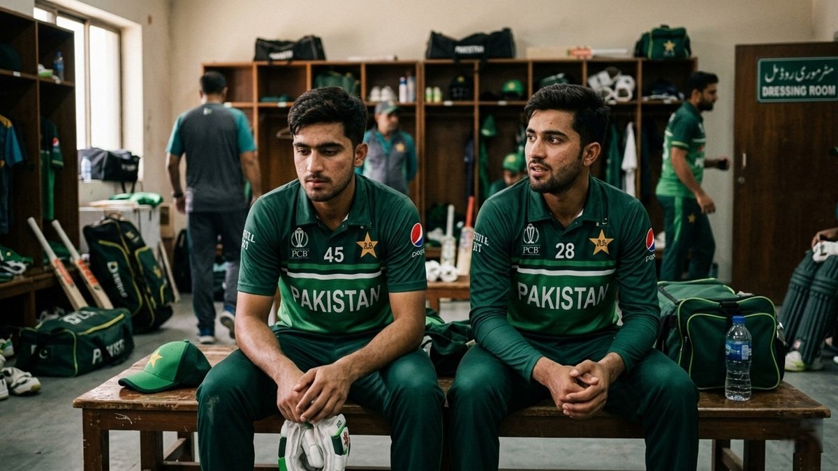 Pakistan’s New Test Hope Begins as Two Young Stars Debut Cricket stadium with players on the pitch representing Pakistan Test cricket debut