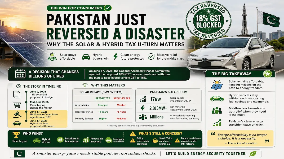 Pakistan solar tax reversal 2025 during federal budget discussions on rooftop solar and hybrid vehicle GST