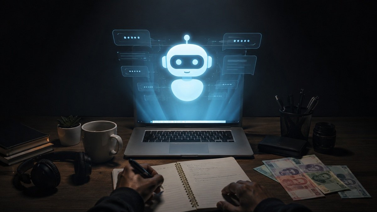 Why More Pakistani Freelancers Now Depend on AI Tools in 2026 Pakistani freelancer using laptop with AI tools