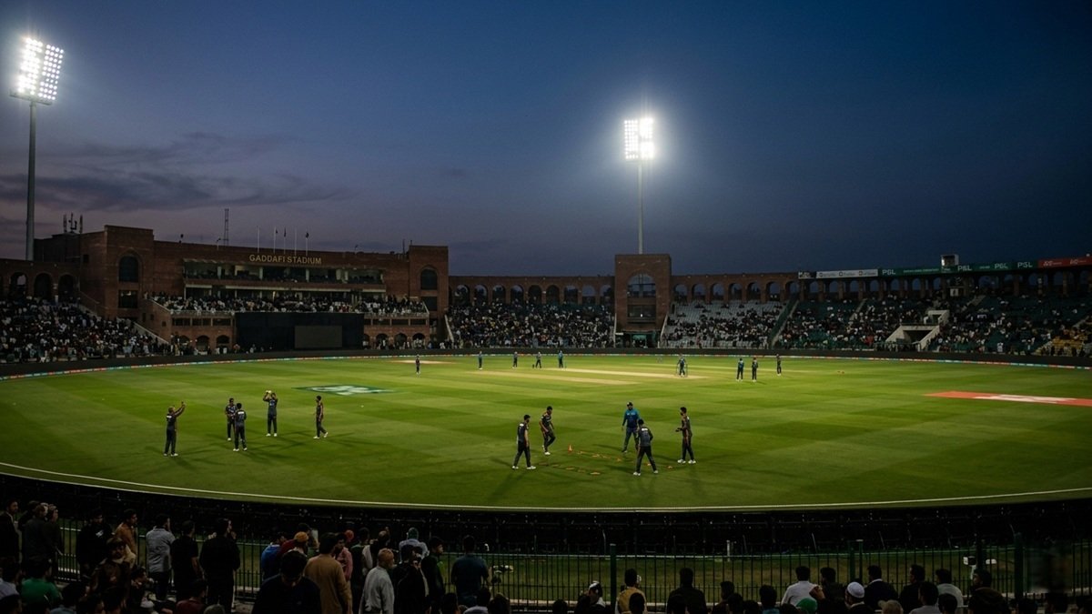 Cricket player batting in a match