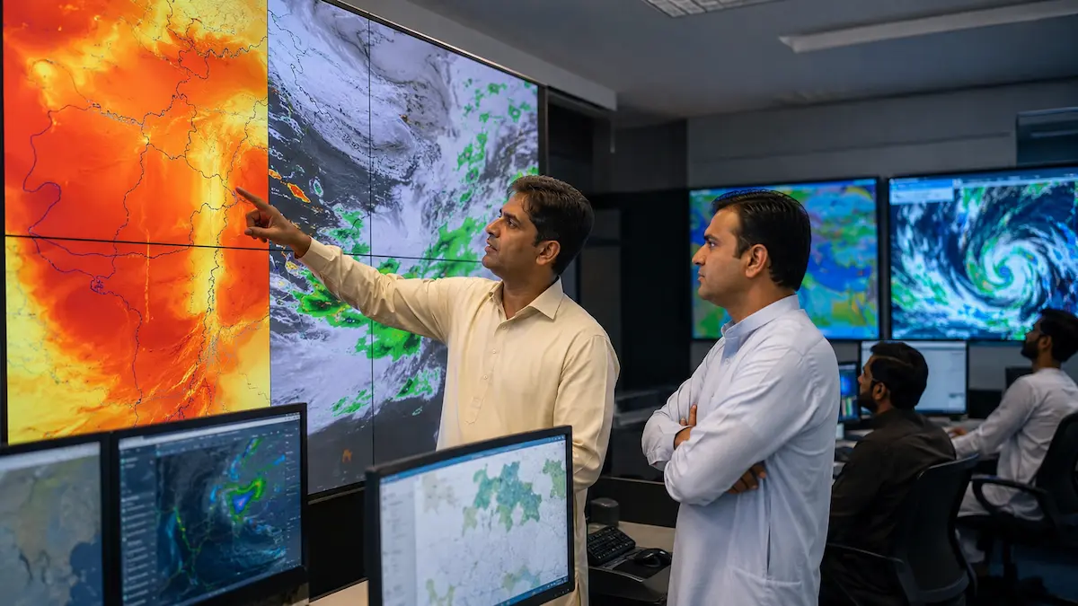 Update: PMD Warns Pakistan Heatwave May Shift to Flood Risk Pakistan weather system satellite view July 2026