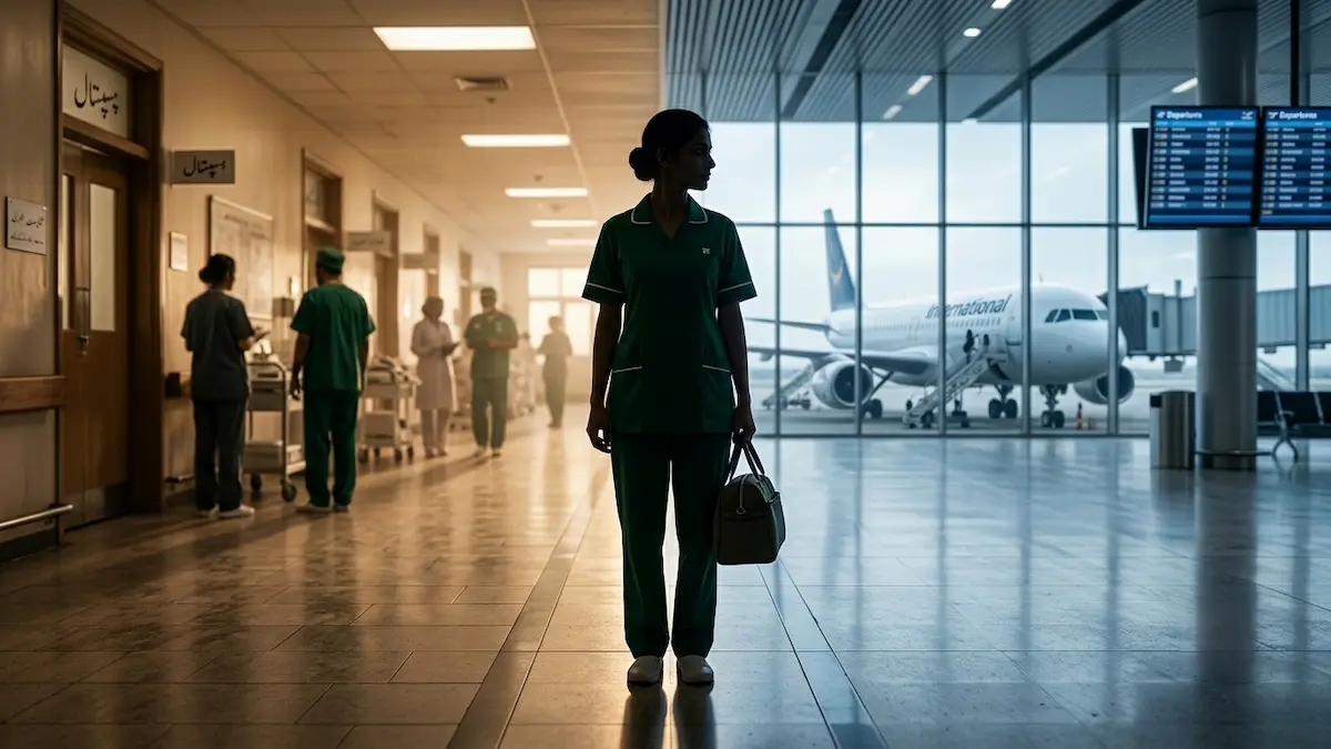 Pakistani nurses working in a hospital amid the growing nursing workforce shortage in Pakistan