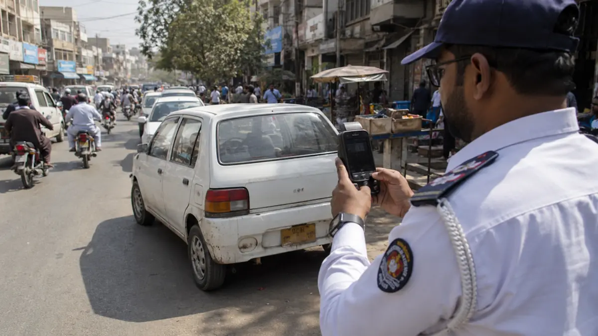Explained: Hyderabad's New Mobile Robo Cameras Can Catch Violations Anywhere Hyderabad traffic officer using handheld robo camera device