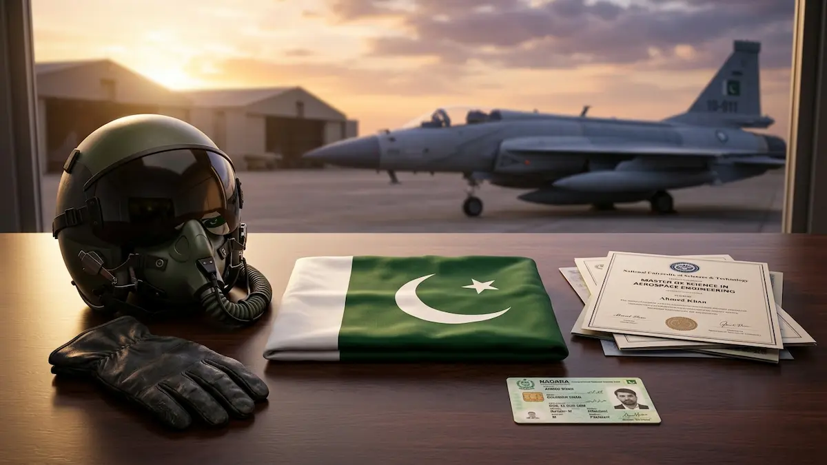 Official Pakistan Air Force PAF 2026 Officer Recruitment advertisement showing registration dates and Commissioned Officer courses.