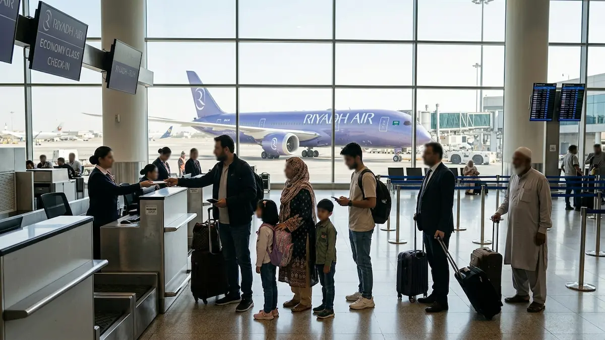 Riyadh Air Boeing 787-9 Dreamliner aircraft on runway